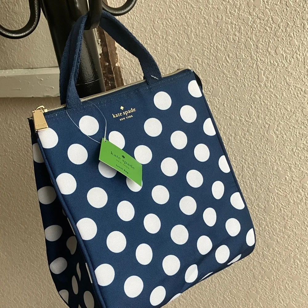 Kate Spade New York Navy Jumbo Dot Lunch Bag (NWT)